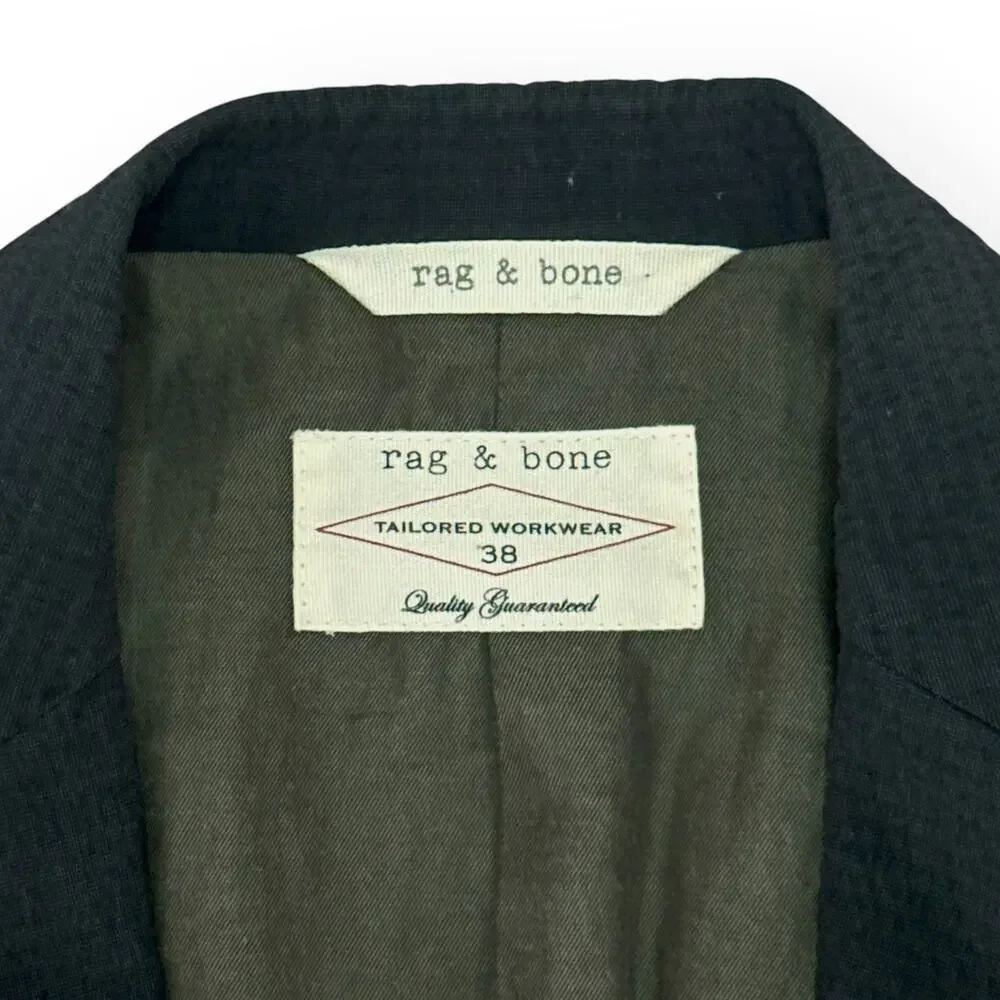 RAG & BONE Tailored Workwear Textured Butler Blazer Business Casual Navy Blue 38